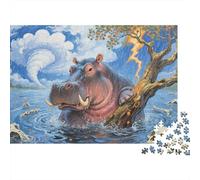 Hippo Jigsaw Puzzles 1000 Pieces Challenge Game for Adults,Stormy Weather Impossible Jigsaw Puzzle 1000 Piece Educational Games Home Decoration 1000pcs (75x50cm)