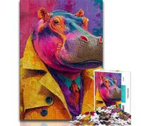 Hippo Jigsaw Puzzles for Adults 1000,Learning Educational Toys Family Games with Matching Poster And Trivia Sheet (38x26cm)