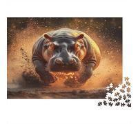 Hippo Jigsaw Puzzles Puzzle for Adults Kids. 1000 Piece Flying Dust Great Gifts Challenge Toy Educational Games Home Decoration for Educational Games Gifts 1000pcs (75x50cm)