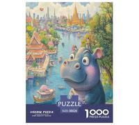 Hippo Jigsaw Puzzles Puzzle for Adults Kids. 1000 Pieces Great Gifts Challenge Toy Educational Game Home Decoration for Educational Games Gifts 38x26cm/1000pcs