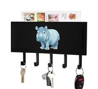 Hippo Leather Key Holder for Wall Decorative with 5 Hooks & Mail Organizer Entryway Keys Rack