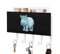 Hippo Leather Key Holder for Wall Decorative with 5 Hooks & Mail Organizer Entryway Keys Rack