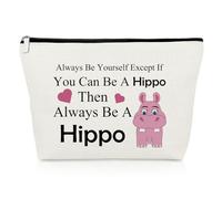 Hippo Lover Gift Makeup Bag Hippopotamus Gift Inspirational Gift for Daughter Friends Sister Cosmetic Bag Hippo Theme Gift Funny Hippos Gifts for Animal Lover Christmas Birthday Gift Travel Pouch