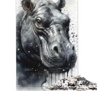 Hippo Majesty Watercolor Puzzles for Adults 1000 Piece Puzzle for Teenager Age 12 Years Up Christmas Eve Gifts 1000pcs (75x50cm)