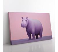 Hippo Minimalism Canvas Print for Living Room Bedroom Home Office Décor, Wall Art Picture Ready to Hang, 76x50 cm (30x20 Inch)