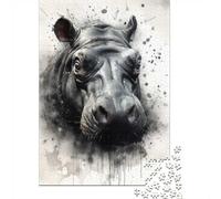 Hippo Natures Behemoth 1000-Piece Puzzle for Adults, 70x50cm/1000pcs, White Card with A Low-dust Finish; An At-home Challenge for Leisure Time