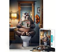 Hippo on The Toilet Hard Jigsaw Puzzle for Adults 1000 Pieces Recall Boost Accurate Cut Real Challenge Home Art (38x26cm)