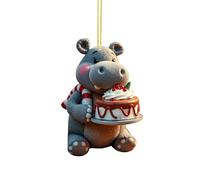Hippo Ornaments Decor For Christmas Tree 2D Acrylic Funny Christmas Ornaments Holiday Party Supplies For Offices Classroom Dormitory School Car Party Birthday Hippo Acrylic Ornament