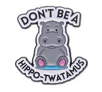 Hippo Pins for Clothes - Creative Metal Brooch - Cute Badges with Inspirational Words, Apparel Brooch for Jeans, Hat, Coat