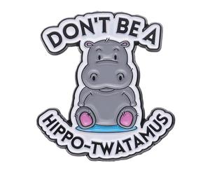 Hippo Pins for Clothes - Creative Metal Brooch - Cute Badges with Inspirational Words, Apparel Brooch for Jeans, Hat, Coat