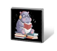 Hippo Reading Books Funny Lapel Tie Pin Buttons Brooch Badge Pin Clothes Hat Accessories for Men Women