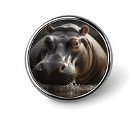 Hippo Round Aluminum Alloy Pin Badge Lapel Pin