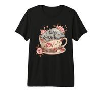 Hippo Sleeping Floral Cup Sleeping Animal Hippo Sleep Lover Premium T-Shirt