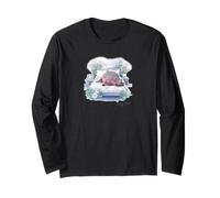 Hippo Sleeping in Bed: Tanzania Wildlife Design Long Sleeve T-Shirt