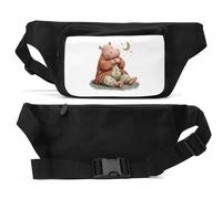 Hippo Sleeping Under The Moon Unisex Waist Bag Black