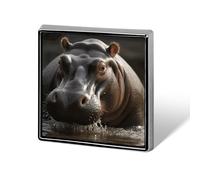 Hippo Square Lapel Pin 0.7x0.7in Aluminum Badge Stylish Personalized Accessory Daily Wear