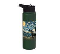 Hippo Starry Night Art Parody Funny Surreal Hippopotamus Stainless Steel Insulated Water Bottle