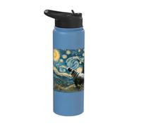 Hippo Starry Night Art Parody Funny Surreal Hippopotamus Stainless Steel Insulated Water Bottle