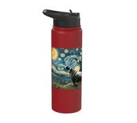 Hippo Starry Night Art Parody Funny Surreal Hippopotamus Stainless Steel Insulated Water Bottle