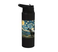 Hippo Starry Night Art Parody Funny Surreal Hippopotamus Stainless Steel Insulated Water Bottle