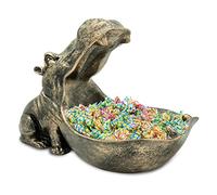 Hippo Statue Key Shell, Large Mouth Figure Key Bowl, Jewelry Storage Box, Sculpture, Table Decoration for Living Room, Gifts (Copper Colour)