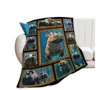 Hippo Throw Blanket - Ultra Soft Cozy Cute Fleece Fuzzy Plush Hippo Lovers Decor Gifts for Women Girls Adults - Couch Sofa 50"x40"