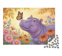 Hippo with Butterfly 1000 Pieces Eco-Friendly Paper Premium Puzzle for Kids, Mind Relaxation Puzzle, Office Break Fun, Puzzle 70x50cm/1000pcs