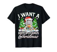 Hippo Xmas Tree Lighting I Want A Hippopotamus For Christmas T-Shirt