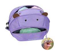Hippo Yarn Storage Bag Organizer for Crochet - Portable Knitting Holder with Zipper, Small Craft Project Bag, Crochet Accessories & Gifts for Women (Light Purple)