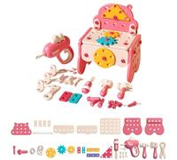 HippoAll inOneTool Hub DIY Montessori Tool Box Set, Diyative HippoAll inOneTool Hub DIY Montessori Tool Box Set, Montessori Hippo Tool Box Toy, Explore the Fun of Assembling (Pink62)