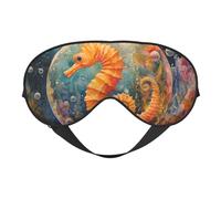 Hippocampus in Water Print Sleep Mask with Adjustable Strap, Comfortable Eye Cover for Travel, Yoga, Napping, Sleeping & Relaxation