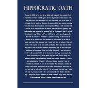 Hippocratic Oath Modern Version Wall Art Print, Medical Doctor's Pledge, Professional Medical Office Decor. Navy Blue. Size A4