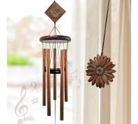 Hippolytusiart Daisy Wind Chimes for Outside,32 "Memorial Wind Chime Outdoor Create a Zen Atmospherer,Wind Chime Unique Sunflower Gift for Women Mother Father Christmas,Garden Patio Yard Decor(Copper)