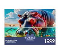 Hippopotamus 100% Recycled Cardboard Hippo Leaping in Waves 1000 Piece Jigsaws for Adults Brain Development Classic Games 38x26cm/1000pcs
