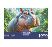 Hippopotamus 1000 Piece Jigsaw Puzzle For Adults Family Challenge Toys Stress Relief Puzzle Cultivate The Spirit of Teamwork for Family Decorations 38x26cm/1000pcs