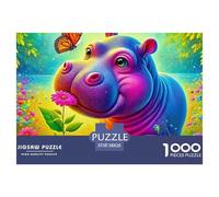 Hippopotamus 1000 Piece Jigsaw Puzzle - For Adults - Hippo Includes Whimsies, Premium Quality, DIY Wall Decor, 'What Happens Next' 38x26cm/1000pcs