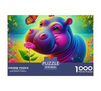 Hippopotamus 1000 Piece Jigsaw Puzzle for Adults - Hippo Includes Whimsies, Rewarding, DIY Wall Decor, 'What Happens Next' 38x26cm/1000pcs