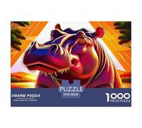 Hippopotamus 1000-piece Jigsaw Puzzle with Poster -Fun at Home Activities, Birthday Present38x26cm/1000pcs