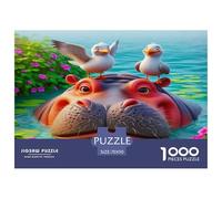 Hippopotamus 1000 Piece Puzzles for Adults Kids -Hippo Ducks Pond Cheerful Serene Educational Game Decompression Fun And Challenging Family Game70x50cm/1000pcs