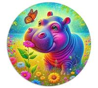 Hippopotamus 1000 Piece Round Jigsaw Puzzles Creative Seeking A Challenging And Relaxing Activity Games for Adults And Kids 1000pcs (67.5x67.5cm)