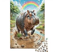Hippopotamus 1000 Pieces Adult Jigsaw Puzzles Festive Gifts Family Challenging Educational Challenge Home Decoration for Adults Gifts Ideas 1000pcs (75x50cm)
