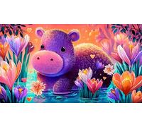 hippopotamus 1000 Pieces Jigsaw Puzzles for Adults Challenging Game Jigsaw Puzzle Home Decors for The Whole for Women, Gifts for Men 38x52cm/1000pcs
