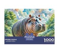 Hippopotamus 1000 Pieces Jigsaw Puzzles For Adults Challenging Game Stress Relieving Entertainment Exercise The Memory of The Brain for The Whole for Women, Gifts for Men 38x26cm/1000pc