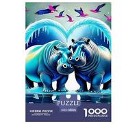 Hippopotamus 1000 Pieces Jigsaw Puzzles For Adults Educational Games Stress Relieving Entertainment Cultivate The Spirit of Teamwork for Men, Women, Elders, Seniors 38x26cm/1000pcs