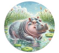 Hippopotamus 1000 Pieces Jigsaw Puzzles For Adults Family Challenge Toys Stress Relieving Entertainment Cultivate The Spirit of Teamwork for Family Decorations 1000pcs (67.5x67.5cm)