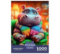 Hippopotamus 1000 Pieces Premium Jigsaw Animal Age 12+ Quirky, Abstract Design, Fun Details, Educational, Challenging Puzzle Games 52x38cm/1000pcs