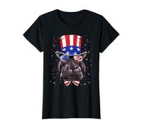 Hippopotamus 4th of July American Hippo USA Flag Value Graphic T-Shirt