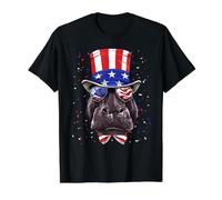 Hippopotamus 4th of July American Hippo USA Flag Value Graphic T-Shirt