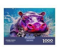 Hippopotamus Colourful Hippo Leaping in Waves 1000 Pcs Adult Jigsaws Beautiful Decoration Puzzle Brain Development 70x50cm/1000pcs