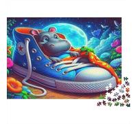 Hippopotamus Colourful Mouse in Shoe Under Hippopotamus 1000 Pieces Adult Jigsaws Birthday Fun Activity for Rainy Days 52x38cm/1000pcs